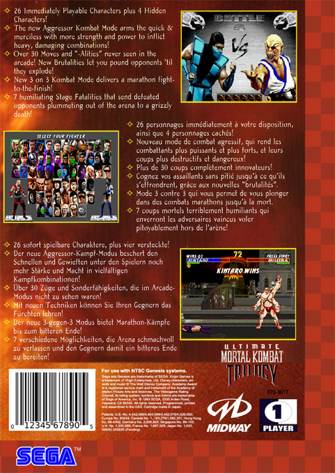 Ultimate Mortal Kombat Trilogy (Hack) — Box back